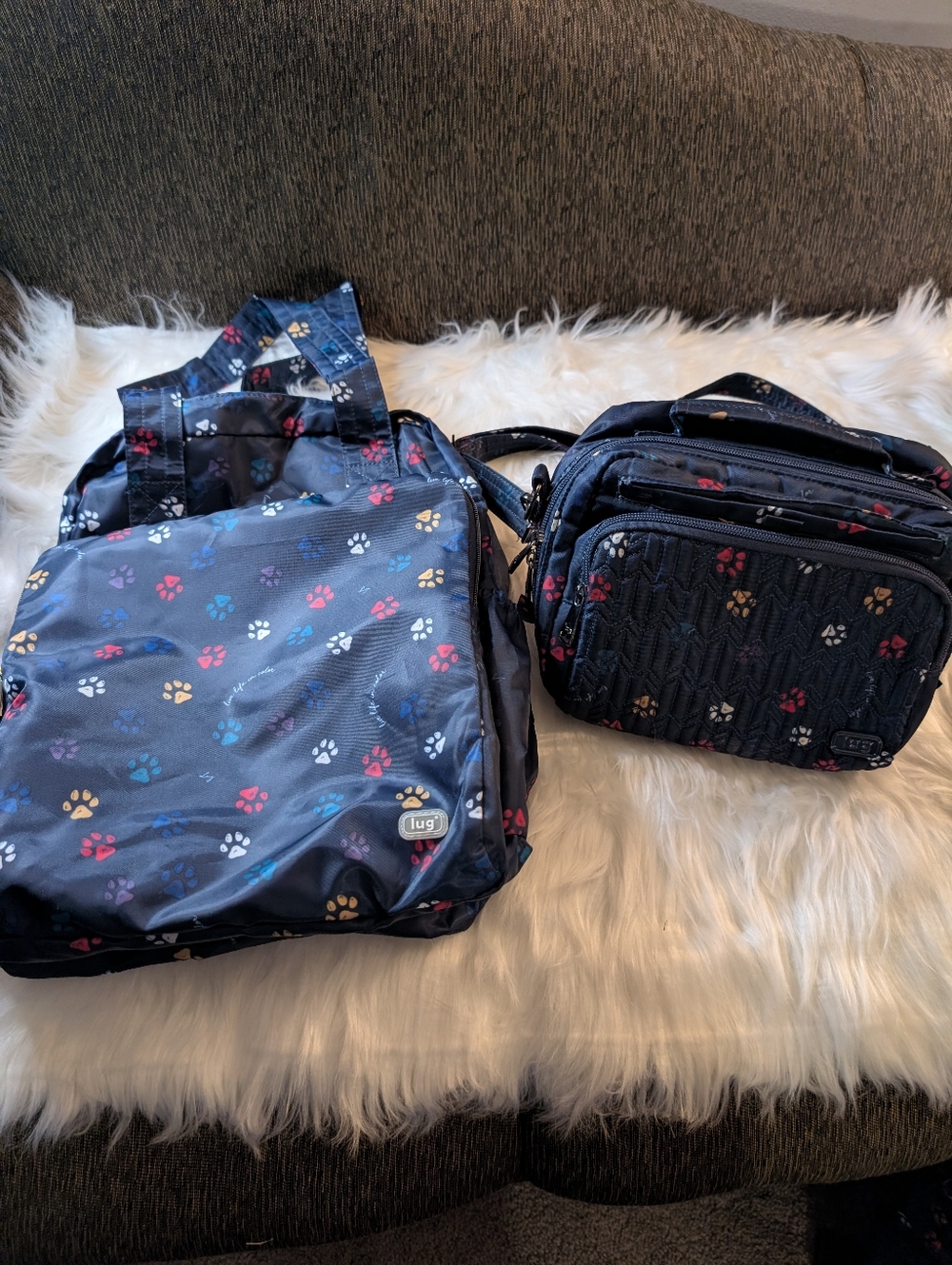 🐾Lug Mini Ranger Crossbody & Ranger XL Packable Bag Bundle in Navy w/ Paw Print